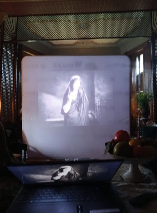 Gallery 1 - Screening of a silent film in the formal parlor of the Whaley Historic House Museum